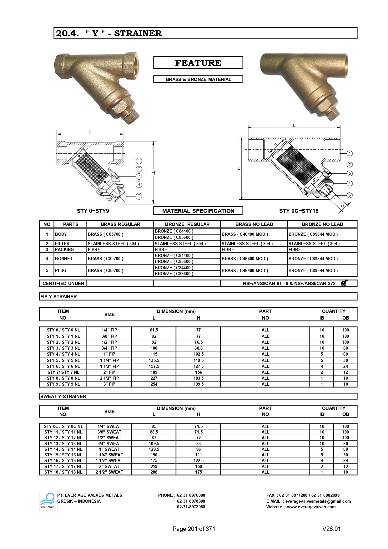  Y - STRAINER - STY 0C - STY 18